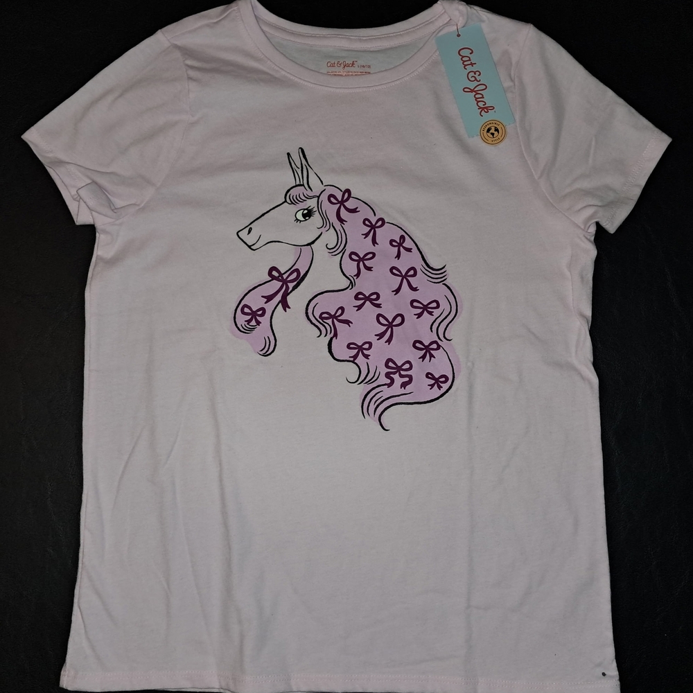 Cat & Jack Pink Tee with Pink Unicorn Design